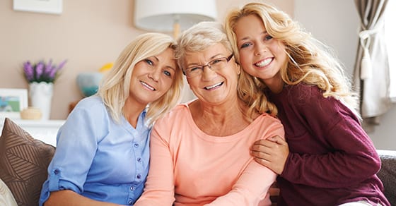 Grandmother, mother, and daughter togeather